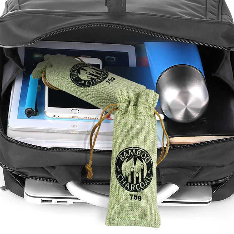 Gamtos bambuko medžio anglis Kanapių virvės krepšys Nature Bamboo Charcoal Hemp Rope Bag