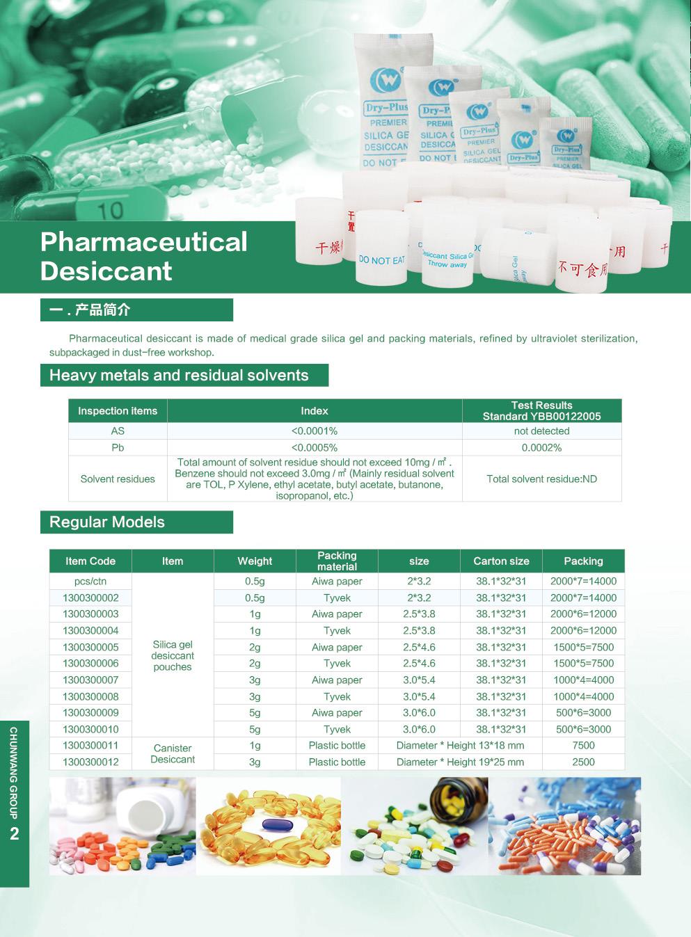 Farmaciniai produktai Pharmaceuticals desiccant