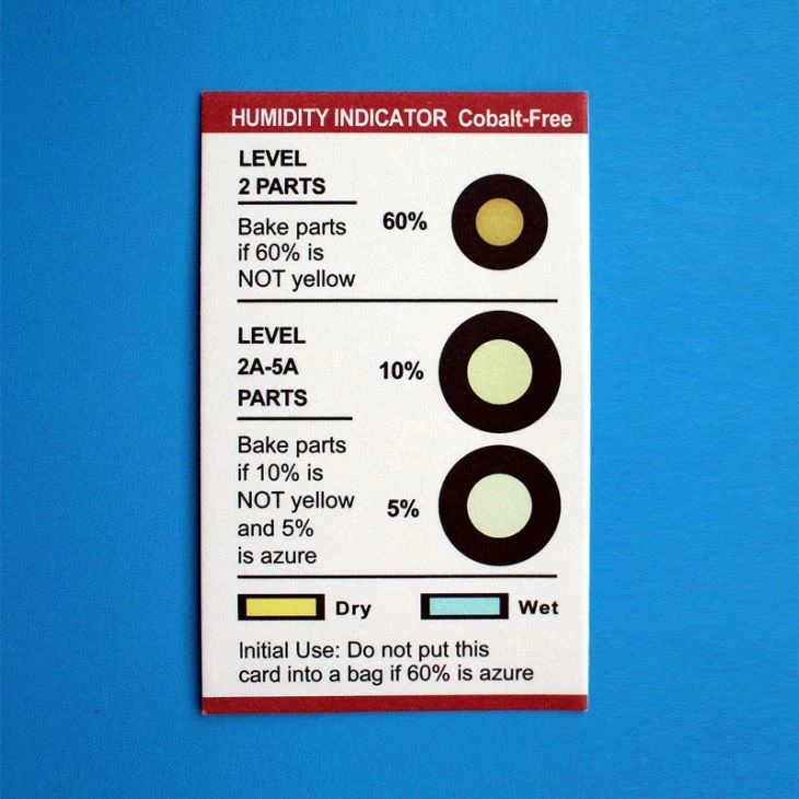 Used With Desiccant Humidity Indicator Card